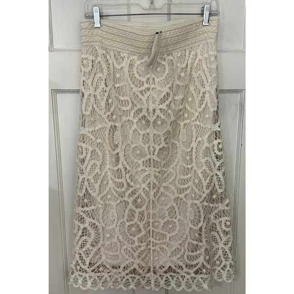 Adiva Boho Lace Skirt Large Long Layered Cotton Crochet Look Gypsy Cowgirl Midi - Picture 1 of 7